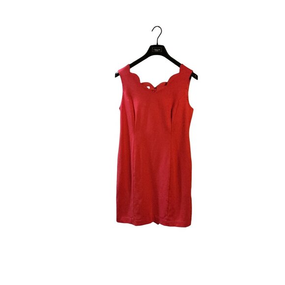 Talbots Scalloped Neck Sleeveless Sheath Dress Size 12 Hot Pink 36" Long‎ - Picture 8 of 9